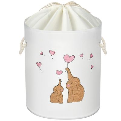 HOTUT Baby Laundry Basket, 58 L Foldable Canvas Storage Basket with Drawstring