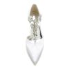 Women's Satin Crystal Pointed-Toe Pumps with Chunky Heel, Wine Red, Size 42 view 4