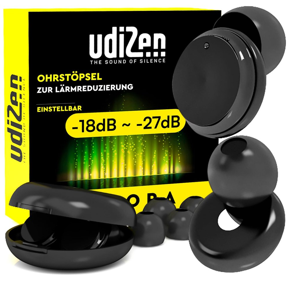 Earplugs for Travel, Sleep & Study, Noise Reduction -18 dB to -27 dB, UdiZen Aurora, 1 Pair