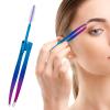 2-in-1 Stainless Steel Eyebrow Tweezers with Brush view 1