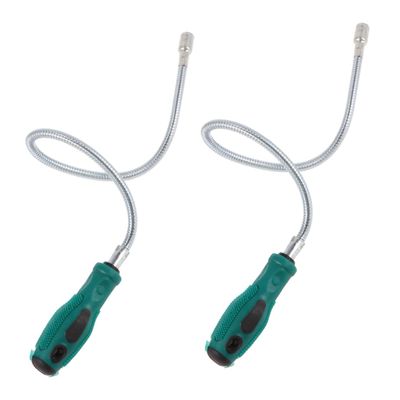 Veemoon 2-Piece Telescoping Magnetic Pickup Tool Set with Green Handle