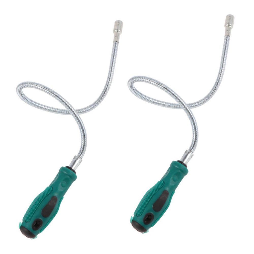 Veemoon 2-Piece Telescoping Magnetic Pickup Tool Set with Green Handle