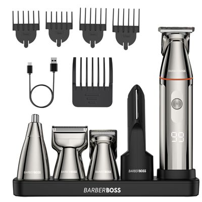 BarberBoss 5-in-1 Men's Beard Trimmer and Grooming Kit
