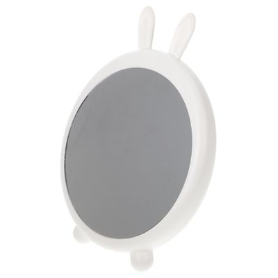 VALICLUD Elegant Lady Makeup Mirror with Cute Rabbit Ears, White Desktop Cosmetic Mirror with Lighting