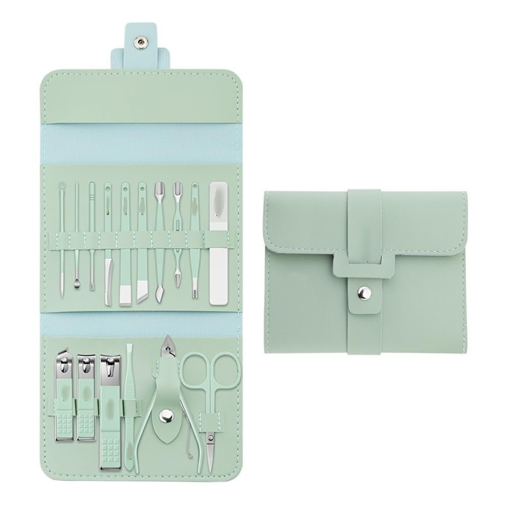 Bamboo Sea 16-Piece Stainless Steel Manicure Set, Natural