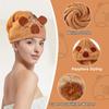 FloralGrace Capybara Microfiber Hair Towel Turban, Quick-Drying, Super Absorbent, with Button view 3