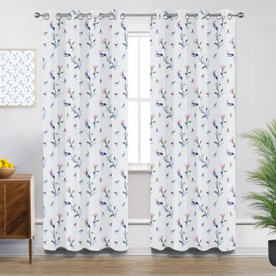 Blackout Curtains with Wildflower Botanical Print, 2-Pack, 245 x 140 cm