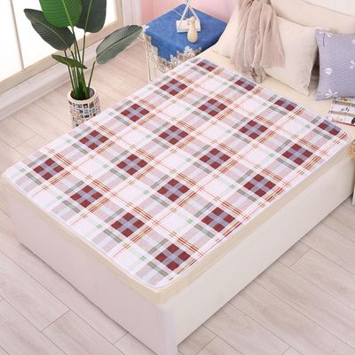 Hearda Washable Waterproof Incontinence Bed Pad, Retro Plaid, Breathable Mattress Protector, Red Brown, 100 x 150 cm