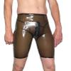 VIYOLI Men's Latex Shorts Underwear with Crotch Zipper, Blue, S view 2