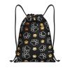 Ghjkfbf Drawstring Backpack with Dog Paw Print, Black, Medium view 1
