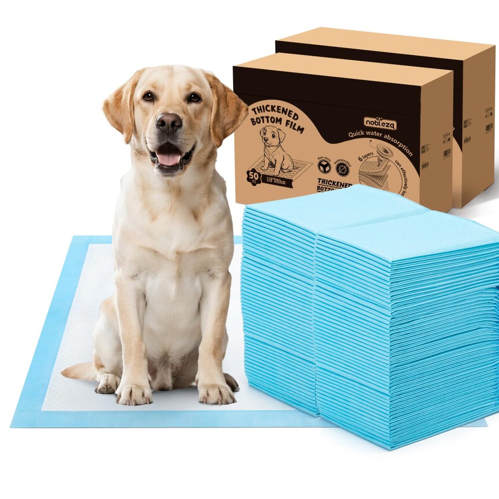 Nobleza Training Pads for Dogs and Puppies, 35.4 x 35.4 in, 100-Pack, 5-Layer Disposable Pee Pads