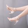 KKdhsfy Women's 8 cm Lace-Up Strap Stiletto Sandal Heels, Open Square Toe, White, EU 37 view 2
