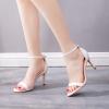 KKdhsfy Women's 8 cm Lace-Up Strap Stiletto Sandal Heels, Open Square Toe, White, EU 37 view 3