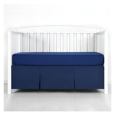 EKalgretrA Crib Bed Skirt, Pleated Crib Skirt with White Top Sheet for Boys and Girls, Nursery Bedding for Toddlers, 14 in High (Dark Blue, Custom Size)