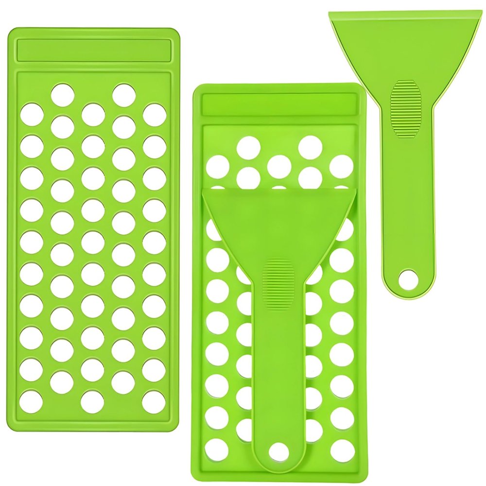 Green PP Lip Balm Tray and Spatula Set, 50-Slot DIY Mold