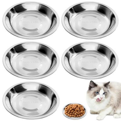 5-Pack Stainless Steel Cat Bowls 15.5 cm