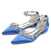 TFDRSEXVD Women's Satin Ballet Flats with Pointed Toe and Rhinestones for Weddings, Evening Events and Prom, Royal Blue, Size 39 view 1
