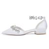 TFDRSEXVD Women's Satin Ballet Flats with Pointed Toe and Rhinestones for Weddings, Evening Events and Prom, Royal Blue, Size 39 view 4
