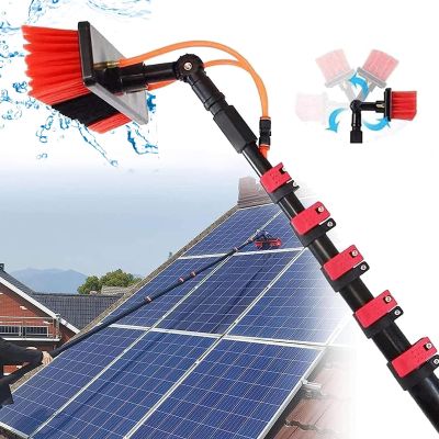 9.2 m Telescoping Window Cleaning Pole with Solar Panel Brush, 35 cm Head