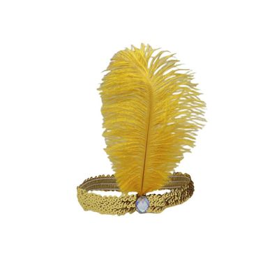Blausky Vintage Feather Headband for Women, Gold