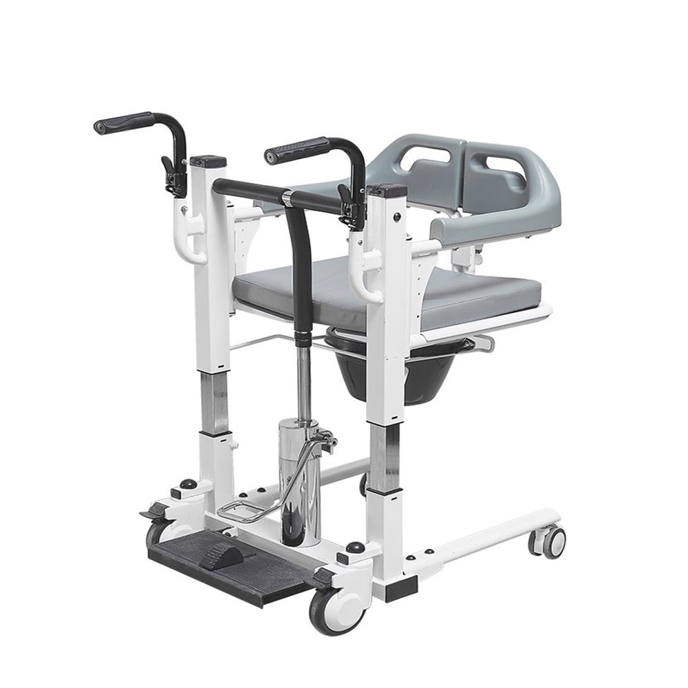 3-in-1 Height-Adjustable Commode Chair with Removable Bucket and Padded Seat