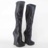 RJXGECUF 18 cm Wedge Heel High Boots, Stretch Patent Leather, Black, Size 42 view 3