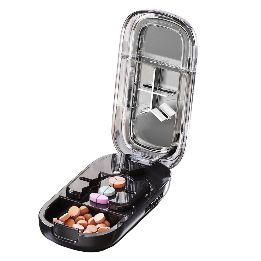 Krmoau Tablet Splitter with Centering Aid – Portable Compact Pill Cutter