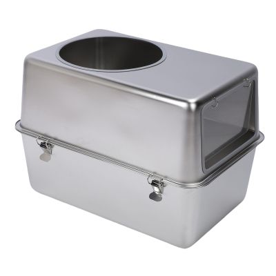 Qcwwy Cat Daily Goods Metal Litter Box with Splash-Resistant High-Side Design, Odor Management, Enclosed Top Entry, and Spacious Multi-Cat Capacity