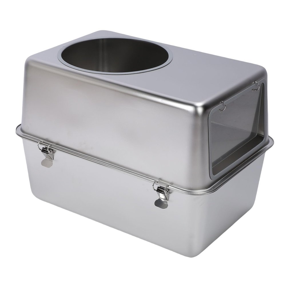 Qcwwy Cat Daily Goods Metal Litter Box with Splash-Resistant High-Side Design, Odor Management, Enclosed Top Entry, and Spacious Multi-Cat Capacity