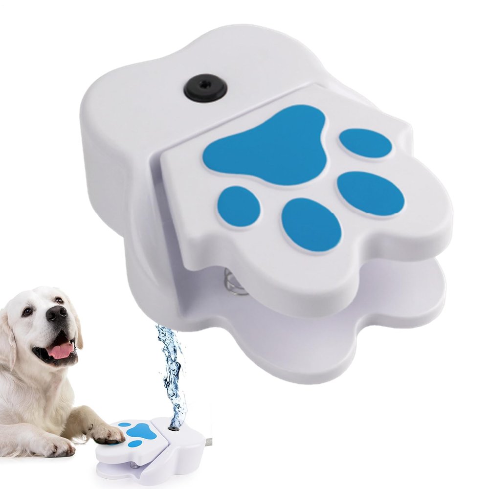 Dog Water Fountain for Puppies and Pets, Paw-Shaped, Foot-Pedal Activated
