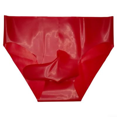 Men's Seamless Latex Elephant-Nose Briefs, Low Waist (M, Red)