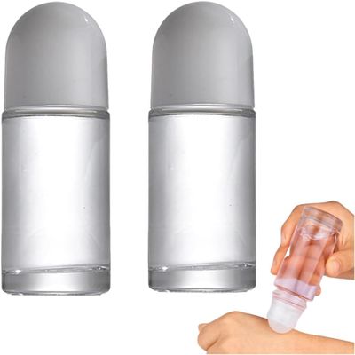 Hehglng Empty Glass Roller Bottles with Plastic Rollerballs, Leakproof, 50 ml, 2-Pack