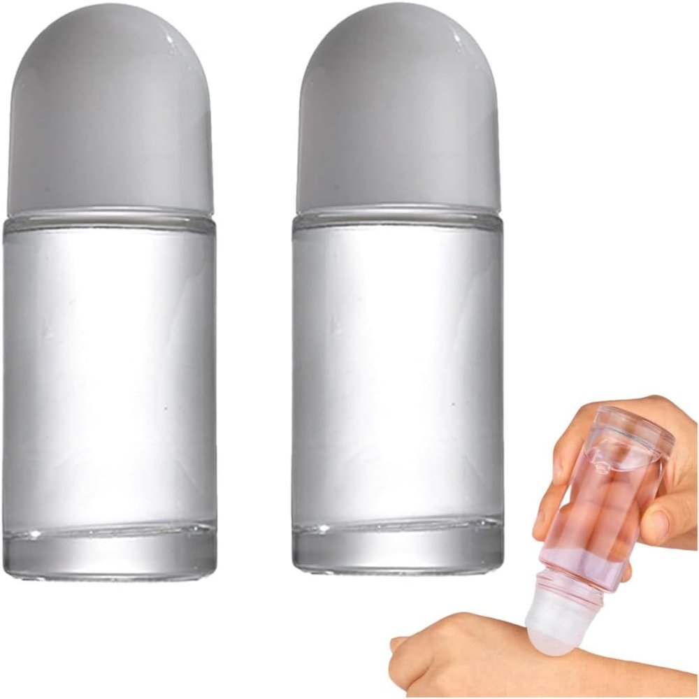 Hehglng Empty Glass Roller Bottles with Plastic Rollerballs, Leakproof, 50 ml, 2-Pack
