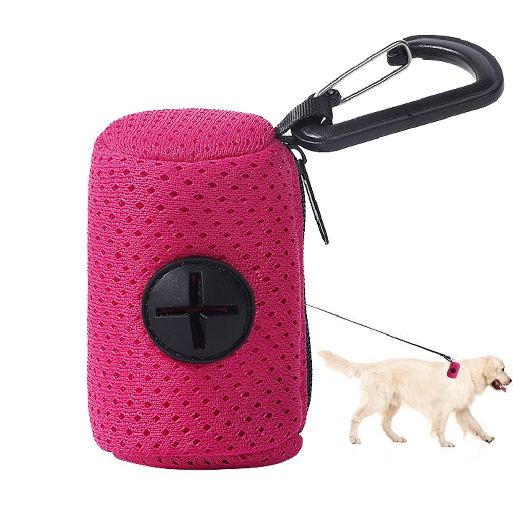 Dog Waste Bag Dispenser - Mesh Fabric with Zipper Closure