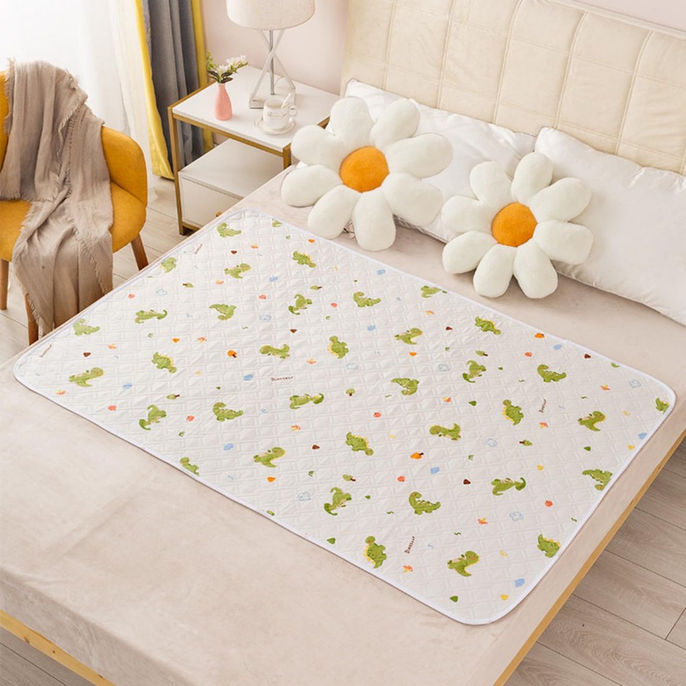 Morbuy Washable Waterproof Incontinence Bed Pad, Non-Slip, Breathable, Dinosaur, 150 x 200 cm