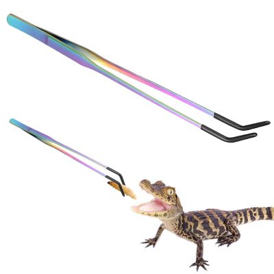 Reptile Feeding Tweezers with Silicone Tip, Long and Curved