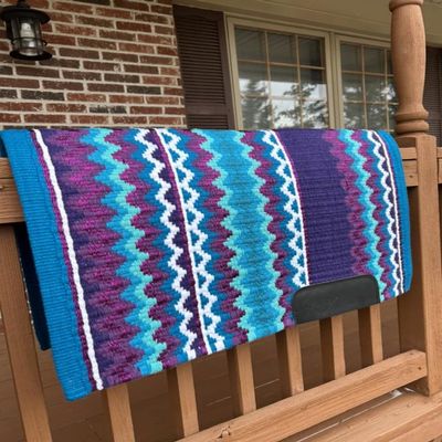 EQUIEMPRESS Western Show Saddle Pad, New Zealand Wool Top Wool Pad Sensor Flex, Adjustable, VK-18 (34 x 36 in)