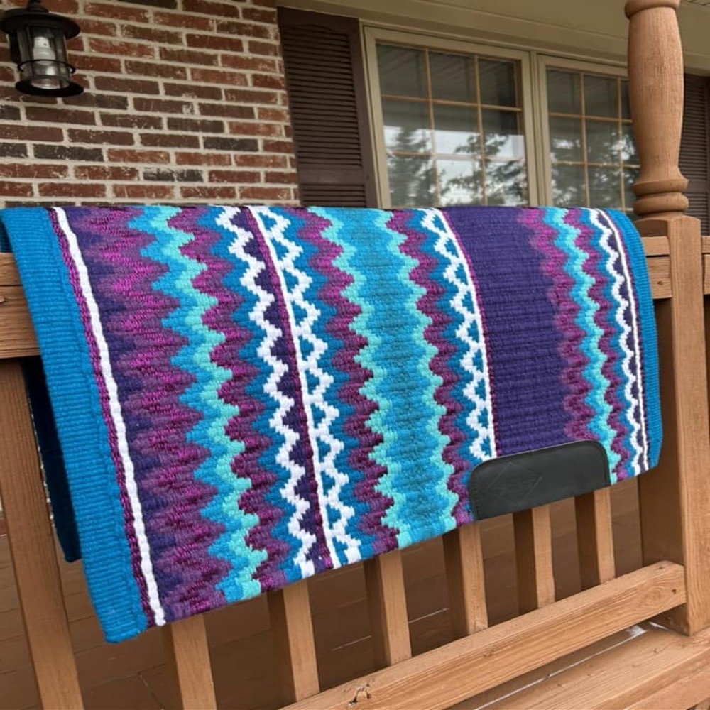 EQUIEMPRESS Western Show Saddle Pad, New Zealand Wool Top Wool Pad Sensor Flex, Adjustable, VK-18 (34 x 36 in)