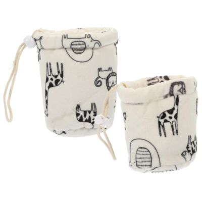 BESTonZON 2-Pack Cotton Baby Bottle Covers with Cartoon Pattern, Reusable and Impact-Resistant
