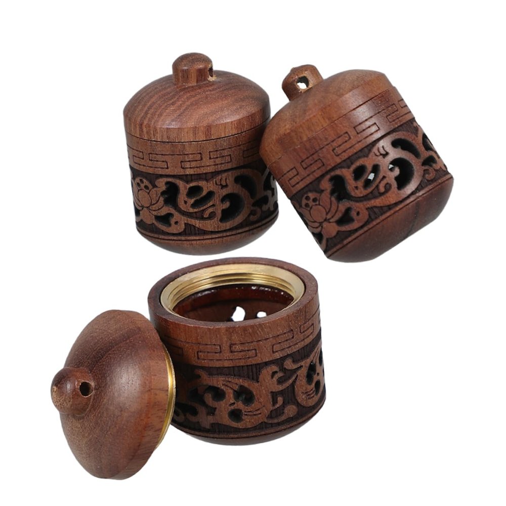 Lantern-Shaped Wooden Aroma Hangers, 3-Pack, Brown, for Car
