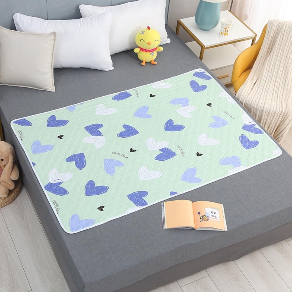 Morbuy Washable Incontinence Bed Pad, Waterproof and Non-Slip, Heart-Shaped, 120 x 150 cm