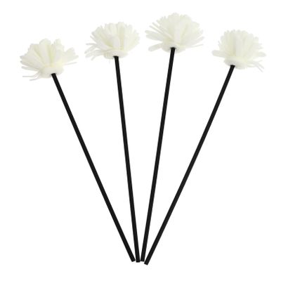 HAMPPLIES 4-Piece Aroma Rattan Diffuser Flower Sticks, White
