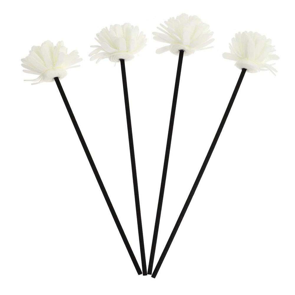 HAMPPLIES 4-Piece Aroma Rattan Diffuser Flower Sticks, White