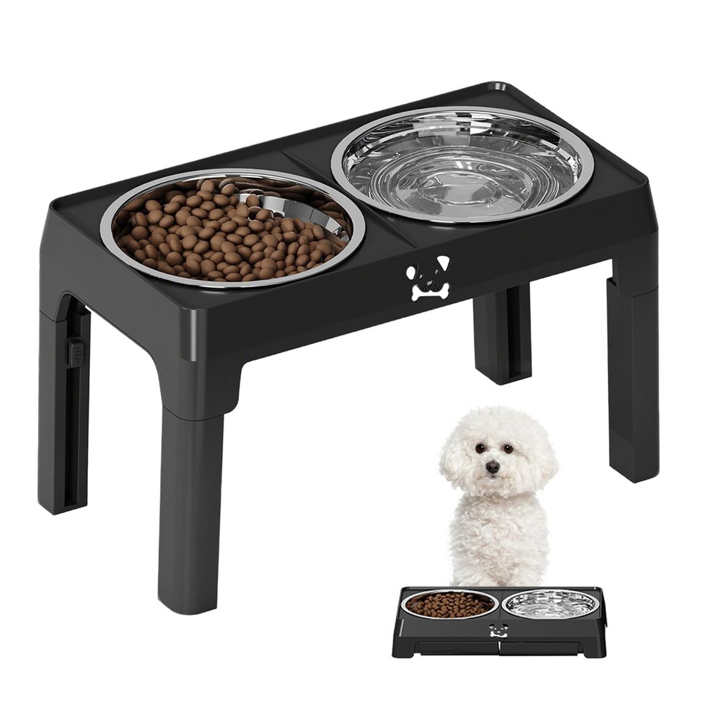 Elevated Dog Bowl, 5-Height Adjustable Feeding Station