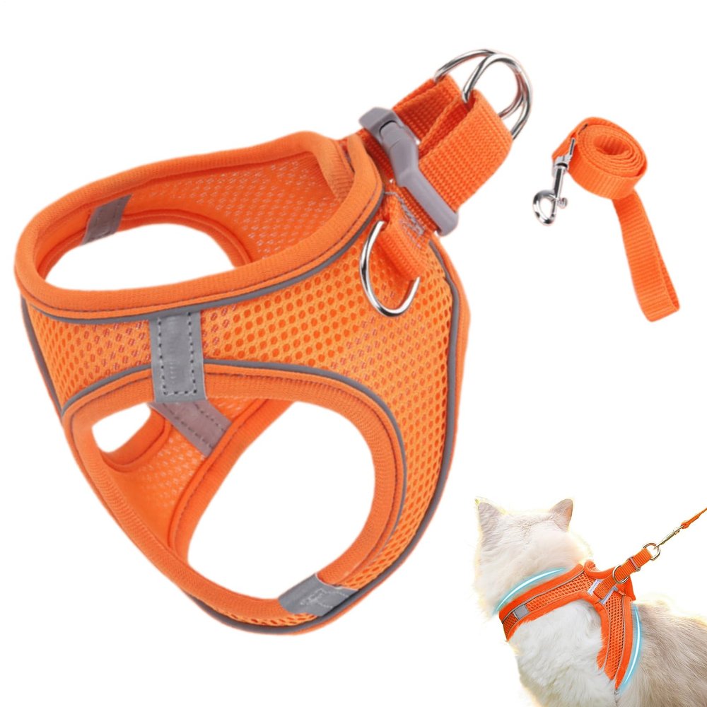 Jlobnyiun Escape-Proof Adjustable Cat Harness, Collar and Leash Set