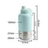 3-in-1 Portable Dog Travel Water Bottle with Removable Food and Water Bowls, Insulated Stainless Steel, Black view 2