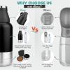 3-in-1 Portable Dog Travel Water Bottle with Removable Food and Water Bowls, Insulated Stainless Steel, Black view 3