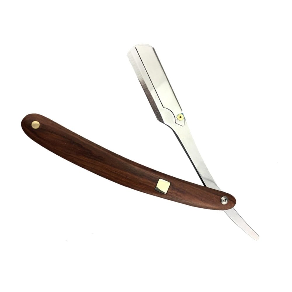 Foldable Metal Razor with Wooden Handle, Vintage Style for Men