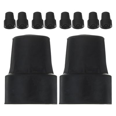 10 Non-Slip Rubber Tips for Walking Canes and Crutches, Black
