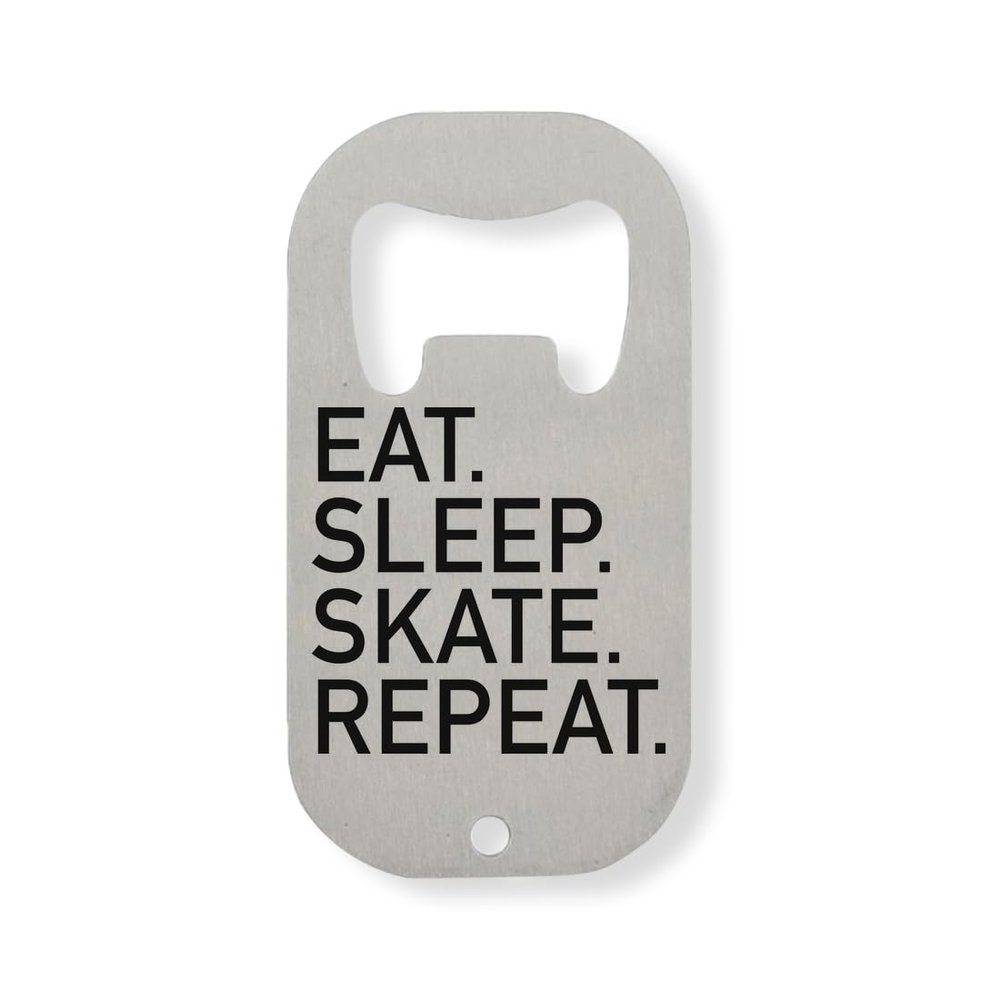 Eat Sleep Skate Repeat Stainless Steel Bottle Opener, Silver-Colored